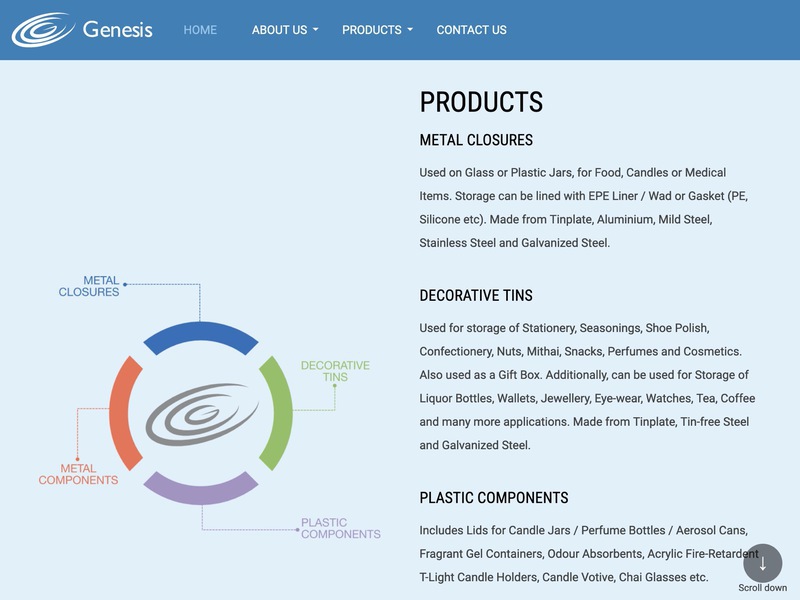 Screenshot of Genesis Packaging