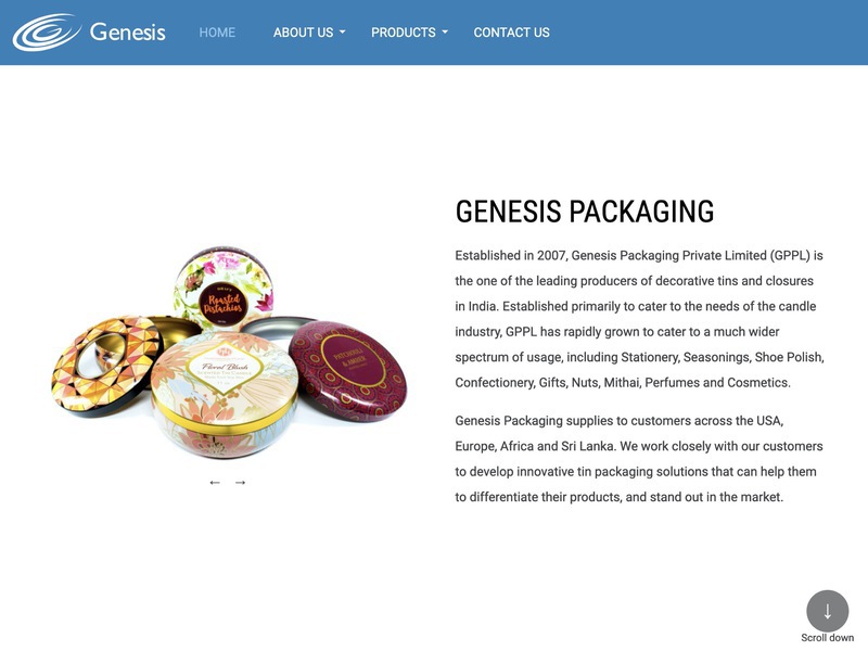 Screenshot of Genesis Packaging