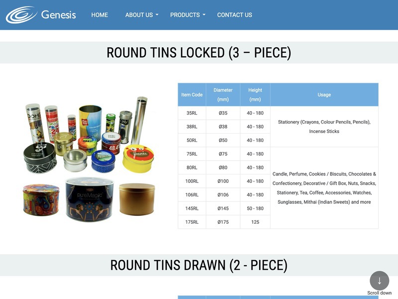 Screenshot of Genesis Packaging